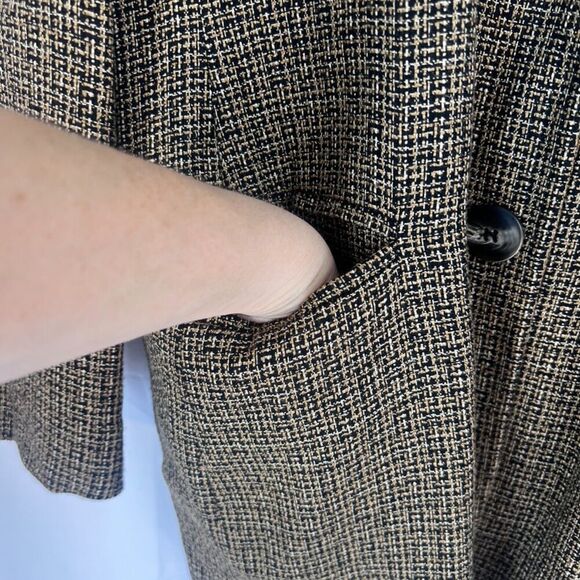Rena Rowan for Saville Brown Tweed Single Breasted 3 Button Long Blazer Size 10 - Picture 8 of 13